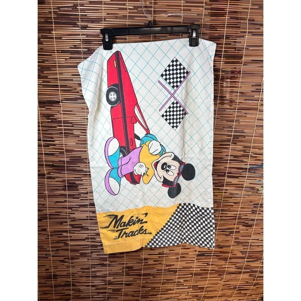 Mickey Mouse Disney Making Tracks Checkered Flag Pillowcase Double Sided Some fl
